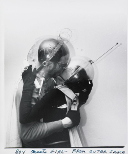 falloutboy-: “Boy meets girl – from Outer Space” by Weegee (Arthur Fellig), c. 1955, New York  