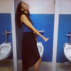 ipstanding:  idek what I was doing lol. #me#boys#bathroom#posing#thuglife#fun#skirt#urinals#at#the#grove#curls#all#natural#mobbin#lls