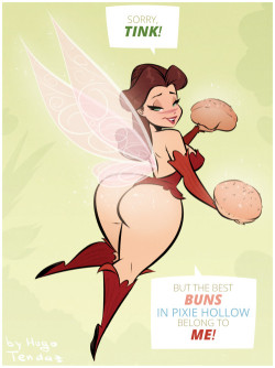 Rosetta - The Best Buns - Cartoony PinUp Commission  Easy there Rosetta, you know how jealous Tinkerbell can be :)Commission for https://jabroniville.deviantart.com who asked for Rosetta from the Disney Fairies cartoons. Her voice actress is Kristin