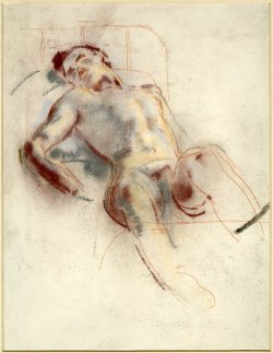 desimonewayland:  Male nude asleep, drawn by Henry Tonks, [1862-1936] 