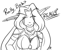 Working on a sketch between commissions of my Night Elf rogue in an RP I&rsquo;m in with a friendShe isn&rsquo;t takin&rsquo; your shit