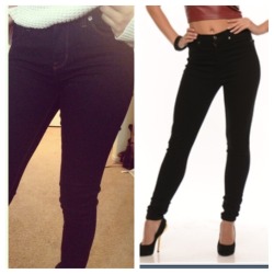 jasminevstyle:  Along with her Asos Sweater, Jasmine wore these Black High Waisted jeans from Fashionnova.  Dark jeans are definitely always a trend for winter and easy to pair with anything you could wear. Pick up your own pair below for ส.99 :http://w