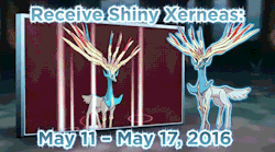 shelgon:  Two new events have been announced for North America. Following the Zygarde event, which is due to end on May 8th in North America, a Shiny Xerneas is to be distributed on the Nintendo Network from May 11th through to May 17th. After that, a