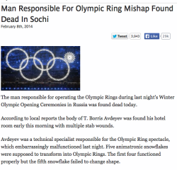 wholocked-john-out:  lumos5001:  so remember yesterday when people were joking that the guy responsible for the Olympic Ring malfunction better get his ass outta Russia, i don’t think it’s funny any more guys… [x]  You forgot the most important
