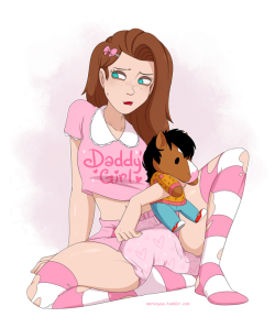 merunyaa:   I’m going to give you another bite at the Sarah Lynn apple (horses love apples)  Pouty Sarah Lynn wearing a shirt that reads “Daddy’s girl” with a bojack plushie (suuuper frilly ! - Bojack horseman) Fanart Friday pic from last month