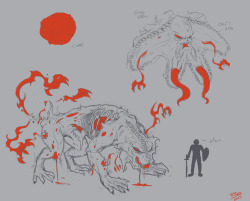 More stuff for my characters Cassidy and Erisa’s storyThis is the thing that killed Cassidy’s group.  Kinda like running into FF1′s Warmech but at the beginning of the game.These type of beastas are known to the Mimic Blades as Sipherges.They are