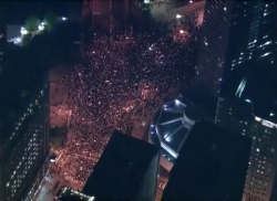 littlestarlolo:  thousands of people in chicago came out tonight to protest against trump. I’m posting this image here for all of you who are struggling with this result. seeing all these people peacefully protesting outside trump tower has brought