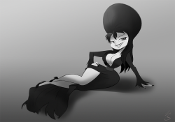 terrormokes:  cheesecakes-by-lynx:  Commission piece for http://terrormokes.deviantart.com/, featuring theit character Tero dressed as Elvira for Halloween.  Tero is ready for halloween! Thanks again! :P 