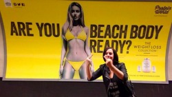 drowninanaturallight:  nekomcevil:  mashable:  Protein World’s ad campaign, which features a woman in a bikini and various products in the company’s “weight loss collection,” asks the question: Are you beach body ready? This has sparked an online