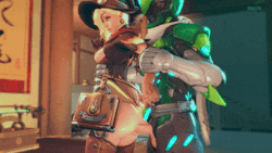 bruh-sfm: Mercy x Genji (Overwatch) webm (soundless) mega models by @spooky-majora​​, @lordaardvarksfm and TFAsmallish breasts to avoid major clipping and because they’re cute.and cheers to all you people that like/reblog/repost my stuff, whether