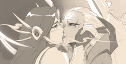 anumbrellafortwo:  I’m dying and the only cure that can save me is love between girls. I need more… Diana and Leona… I’m considering making an origins comic at some point. &lt;:T At some point… Sigh… 