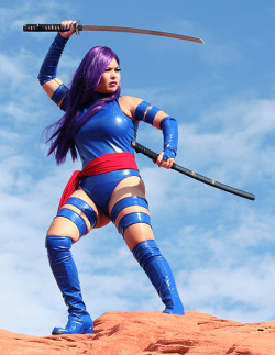 hotcosplaychicks:  Cosplayer: Caroline Cosplay Character: Psylocke from X-Men comics Photographer: Ron Bird Art 