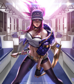 liang-xing:  Hello guys! K/DA take the world stage with their debut single. Now they are popular all over the world.I painted KDA Akali this time.I hope you like it.Patreon：https://www.patreon.com/liangxing Gumroad：https://gumroad.com/liangxing