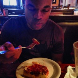 Gettin my fatboy on&hellip;..yea this a deep dish&hellip;..yea I&rsquo;m using a fork!!!  (at Pizzeria Due)