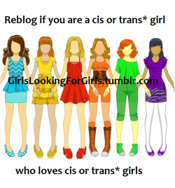 Joancdnj:  Girlslookingforgirls:  Reblog If You Are A Cis Or Trans* Girl Who Loves