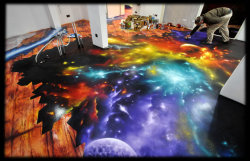 lapfulofmisha:  daftwithoneshoe:  captains-meow:  cosmic-darkness:  This is the kinda beautiful shit i desperately need in my room.  Someone come paint my walls like this. I’ll pay you in cookies and high fives  but wow, what a great use of space these