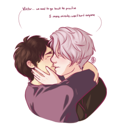 royal-society-of-pandas:  Really quick and kinda half-assed Viktuuri kiss cause there’s not enough of it in the tag. There will never be enough.For @jsuislfrost, HAPPY BIRTHDAY BOO!!+ Bonus
