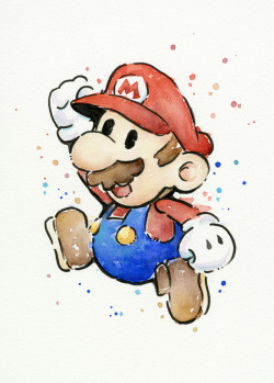 nerdsandgamersftw:Super Mario WatercolorsCreated by Olga Shvartsur | Prints for sale via Society6 &amp; EtsyFollow this artist on: Facebook | Tumblr | Twitter