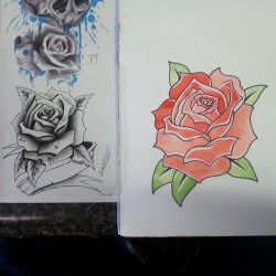 Drawing up some tattoo flash studies. Off of a design by Remix out of Tattoo Ideas.  #mattbernson #tattooapprentice #tattooflash #flowers #drawing #art #artistsoninstagram #artistsontumblr  (at Empire Tattoo)