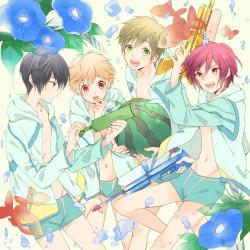 racyue:  Following my previous post, not only Makoto and Haru, all 4 boys are cute ! Source from Pixiv !夏 | わらなべみずはいきている | めしおプールサイドは走らないで下さい！ | ELAショタタタタ！ | ユポポ★