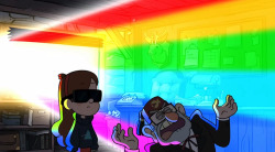 theguiltybluecore:lilgideonsbighouse:crazy-cipher: Someone who’s never watched Gravity Falls please explain this image.   an old man is blinded by the gay agenda right outside his window  meanwhile a young and strong lesbian simply watches him crumble.