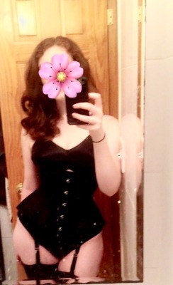 etonne: I looked hot as fuck last night 💕 need to get a real mirror tho   / What Katie Did head to toe: Maîtresse bullet bra, Lily corset, fully-fashioned stockings   Please don’t remove my caption! 