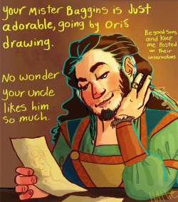 hattedhedgehog:  Durin family Erebor correspondence from Bgtea’s “The Inevitable Love Story Between Two Oblivious Idiots”, which is a wonderful, wonderful fic that everyone should read. Dís is the best.     