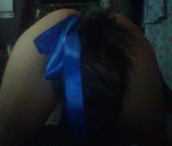 nothingbutagoodfuck:  Another casual set of my tail, I like the light wrapped around me and the pretty blue bow on my tail. I’d do more poses but its hard when you have to take all the photos by yourself. But please enjoy