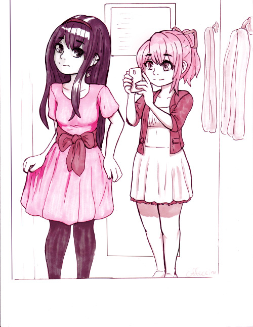 Madoka loves dressing Homura up, I like to imagine.  “I-it’s so pink, Madoka…"  "I think it’s cute!"  "B-but you only wear different shades of pink!"  "ლ｡◕‿◕｡ლ Homura-chan, please.