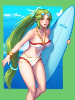 fandoms-females:  The Mistresses Of Gaming #1 - Surfs Up ( summer_palutena_by_bellhenge )   &lt;3