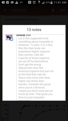 carpecervisiam:  uteropolis:  Oh so basically the reason people care less about inequality when it comes to men’s rights is because men are too busy jacking off than to fight for their rights? Interesting theory.  Oh god, where do I even start here?