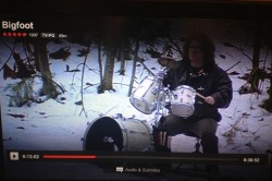canape-official: schnellergeist:  schnellergeist:   schnellergeist:  watchin a sasquatch doc n this guy just randomly plays the drums throughout the show  oh he just explained he plays the drums to attract bigfoot. reasonable   this guy: (kickass drum