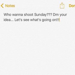 Let&rsquo;s see who&rsquo;s out there for a shoot on Sunday