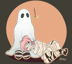 lewd-zko:  Crystal and Alex getting being hypnotized into the Halloween spirit