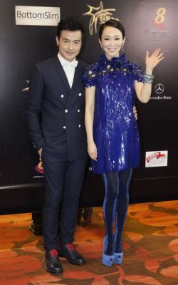 Fann Wong with Christopher Lee at the 2013 Star Awards