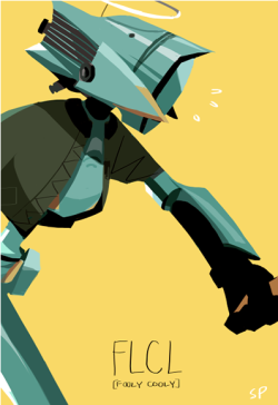 sketchpilot:  Felt like drawing a robo! I immediately thought of Canti from FLCL.