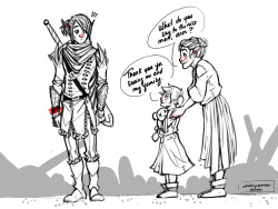 sketchingsparrow:  &ldquo;Broody? Last I heard, he was punching the blood out of the Tevinter slavers that were preying on the refugees in Kirkwall.&rdquo; 