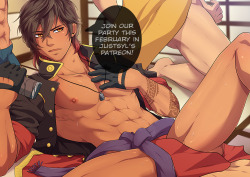 Hihi!! Finally! Monthly picture for february! =) This is time for some Touken Ranbu fanart *_* Ookurikara is having fun with some friends and he wants you to join~ Are you going to reject? ;DYou can get access to the uncensored version from just ũ and