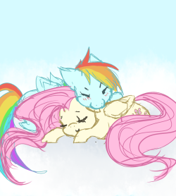 yurihooves:  Day 02 of 30 Day OTP Challenge - Cuddling somewhere just look at these chubby cheek ponies  D'aww. &lt;3