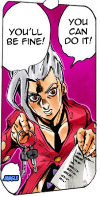 baou-zakeruga:  bastardfact:  bastardfact:  A reassuring, supportive Fugo is here to help  #fight me fugoI dont like yer tone  fugo just left his crew hangin though???   If I had the option to leave vento aureo Id take itBesides he was kinda written out,