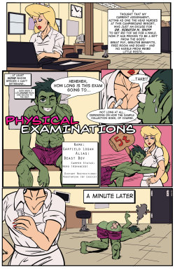 Camp W.O.O.D.Y.: Physical Examinations (Page 1 &amp; 2)Artist(s): SmashKo (PGS 1-7), 2nd Artist: RodJimWriters: SLIM (me), xxmercurial-darknessxx,  Nurse Katie Storyline:A comic featuring the narrative perspective of Hello Nurse giving “physical examinati