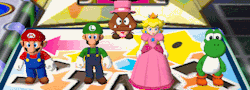 suppermariobroth:  In all Mario Party games released prior to 2012, non-playable characters blink as part of their idle animations, while player characters don’t. In this example scene from Mario Party 4, note how only Goomba blinks. Mario Party 9 is