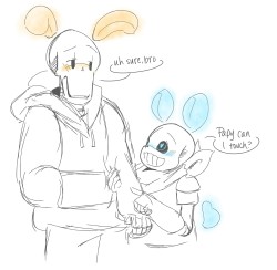 jellyfishwarden:  Poor UF!Sans is getting picked on by UF!Paps haha. Happy Easter every-bunny!! 