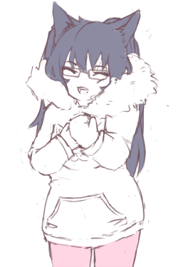 tono-ki:  Sketch commision for Icye   She looks so happy and cozy &lt;3