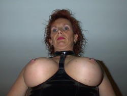 submilf2:  Sexslave Kin,wife with 2x550Ml silicone tits &amp; piercing for pain &amp; humiliation repost please 