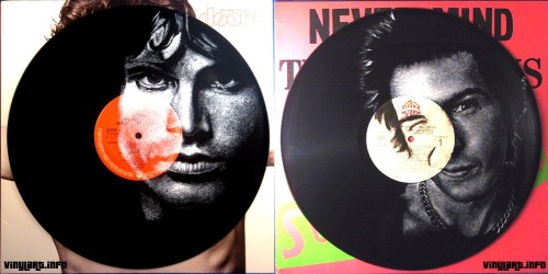cloudyskiesandcatharsis:  Portraits of Musicians Painted Directly onto Vinyl Records by Daniel Edlen 