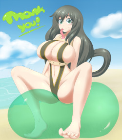 sliceofppai: May’s Patreon pic featured Asui Tsuyu from that academy of heroes animu, thanks again everyone for your support!