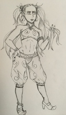 sabishiranami: finally got off my ass and did a Gerudo!Plumeria design (based on one of the Gerudo from BoTW) She is beautiful ;o; As for the colors, I was originally going to do like white, pink, and gold, but then I remembered she canonically wears