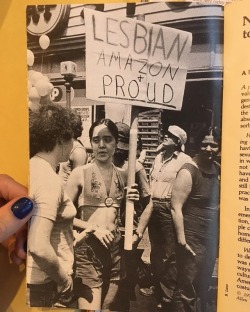 h-e-r-s-t-o-r-y:  LESBIAN AMAZON AND PROUD. Picture inside cover of the 1979 March on Washington for Lesbian and Gay Rights “souvenir program”. Photo by #BettyeLane #lesbianculture #lesbianamazon