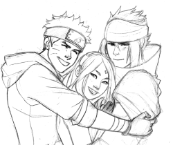 kakao-chan:  Ah! Quality! Something my scanner doesn’t give a shit about! Anyways, the idea of Team 7 getting back to their original dorkiness gives me life. So why not try to see Kakashi’s face one more time? XD (that’s one of the little fillers